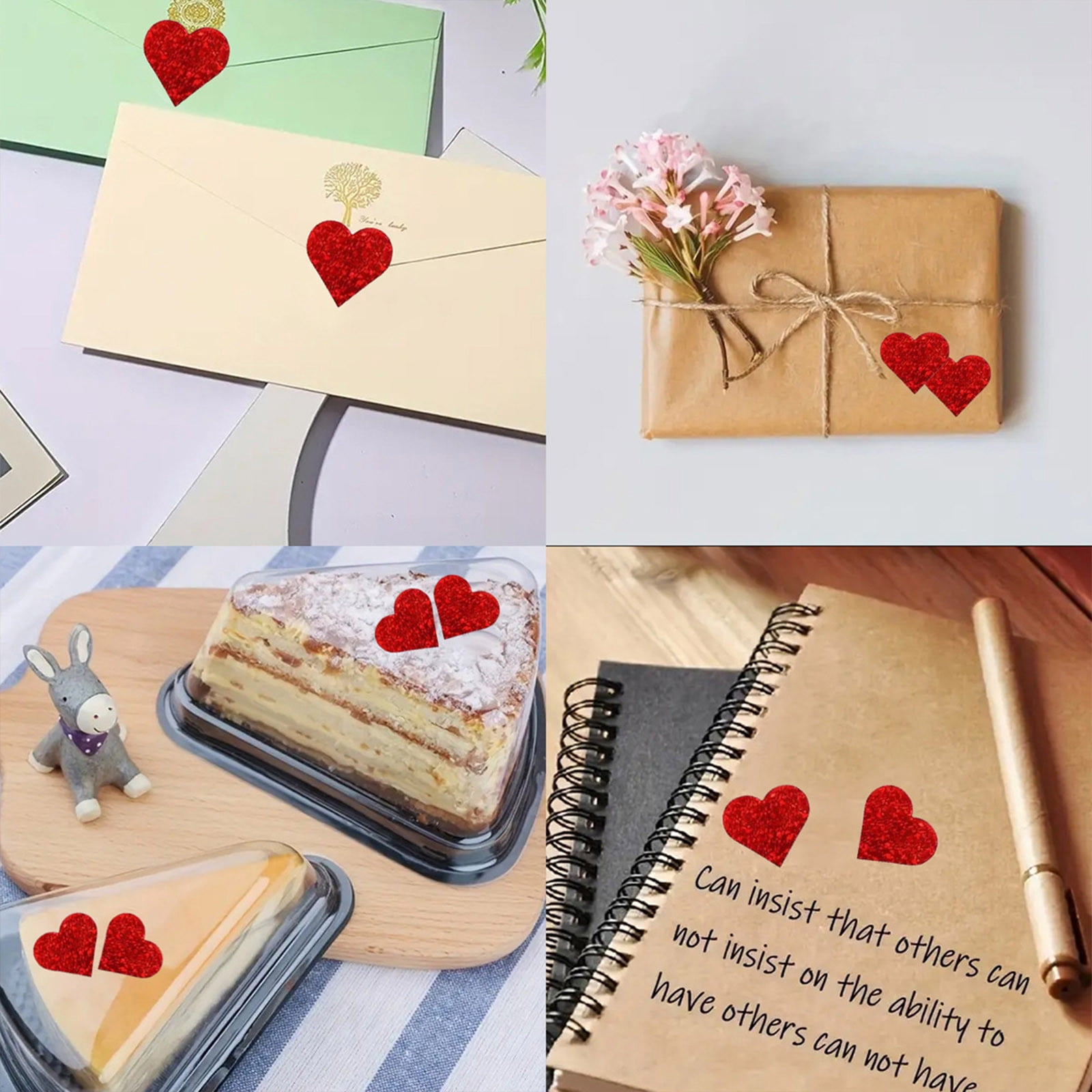 Valentines Day Stickers 500 Pcs 1 Inch Red Heart Stickers Bulk Roll for Crafts, Gift Wrapping, Scrapbooking, Party Decor