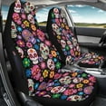 thumbnail image 3 of Binienty Sugar Skull Car Seat Covers Front Seats Stretchy Fabric Waterproof Auto Seat Covers Airbag Compatible Universal Fit for Cars SUV Truck Van Women Girly Auto Interior Decor, 3 of 8