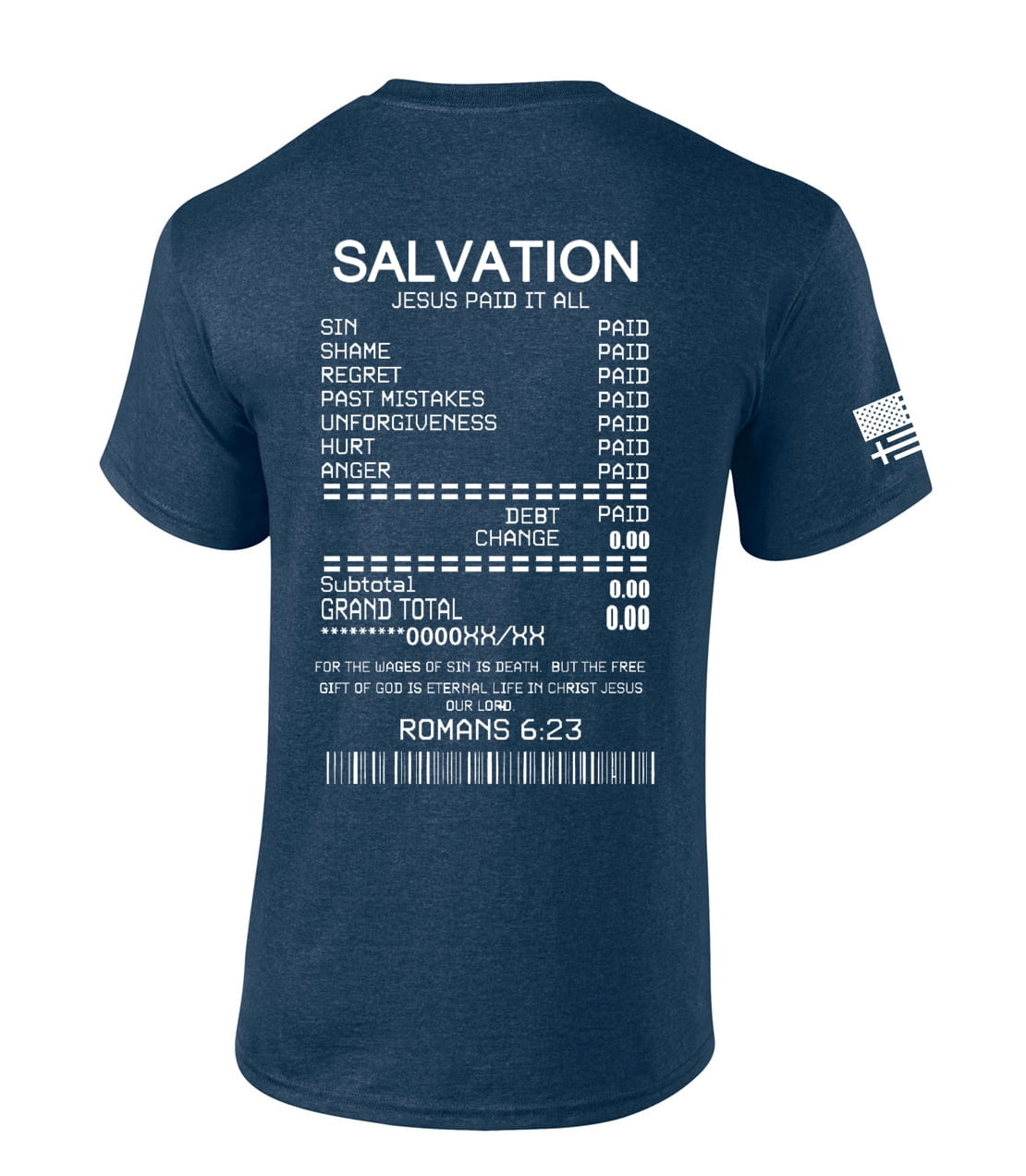 Salvation Jesus Paid It All Receipt Romans Bible Scripture Mens Christian Tshirt Jesus