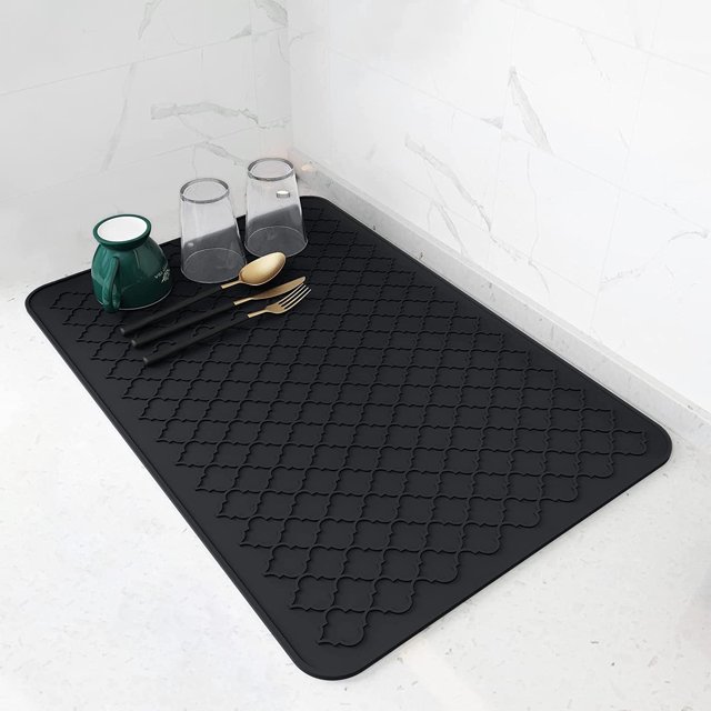 Alfombrillas para secar platos para encimeras de cocina - Alfombrilla de silicona para secar platos - Alfombrilla para secar platos de cocina