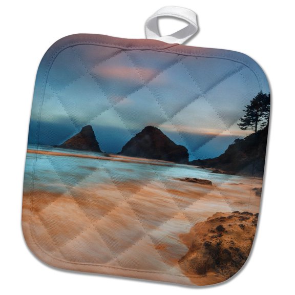 3dRose, USA, Oregon, Florence. Sunrise on Heceta Beach., 8x8 Potholder
