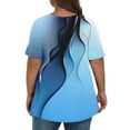 thumbnail image 7 of IYYVV Plus Size Shirts For Women Short Sleeve Work Out Tops Gym V-Neck Summer Blouse Gradient Graphic Cotton Tshirts Womens Clothing Trendy 2024 Fall Fashion Blue 2XL, 7 of 7