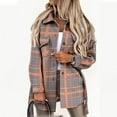 thumbnail image 5 of IROINNID Women's Shacket Jacket Long Sleeve Plaid Turndown Lapel Outwear, Loose Autumn and Winter Plaid Lapel Woolen Cloth Jacket Trench Jacket Long Over Outwear, 5 of 8