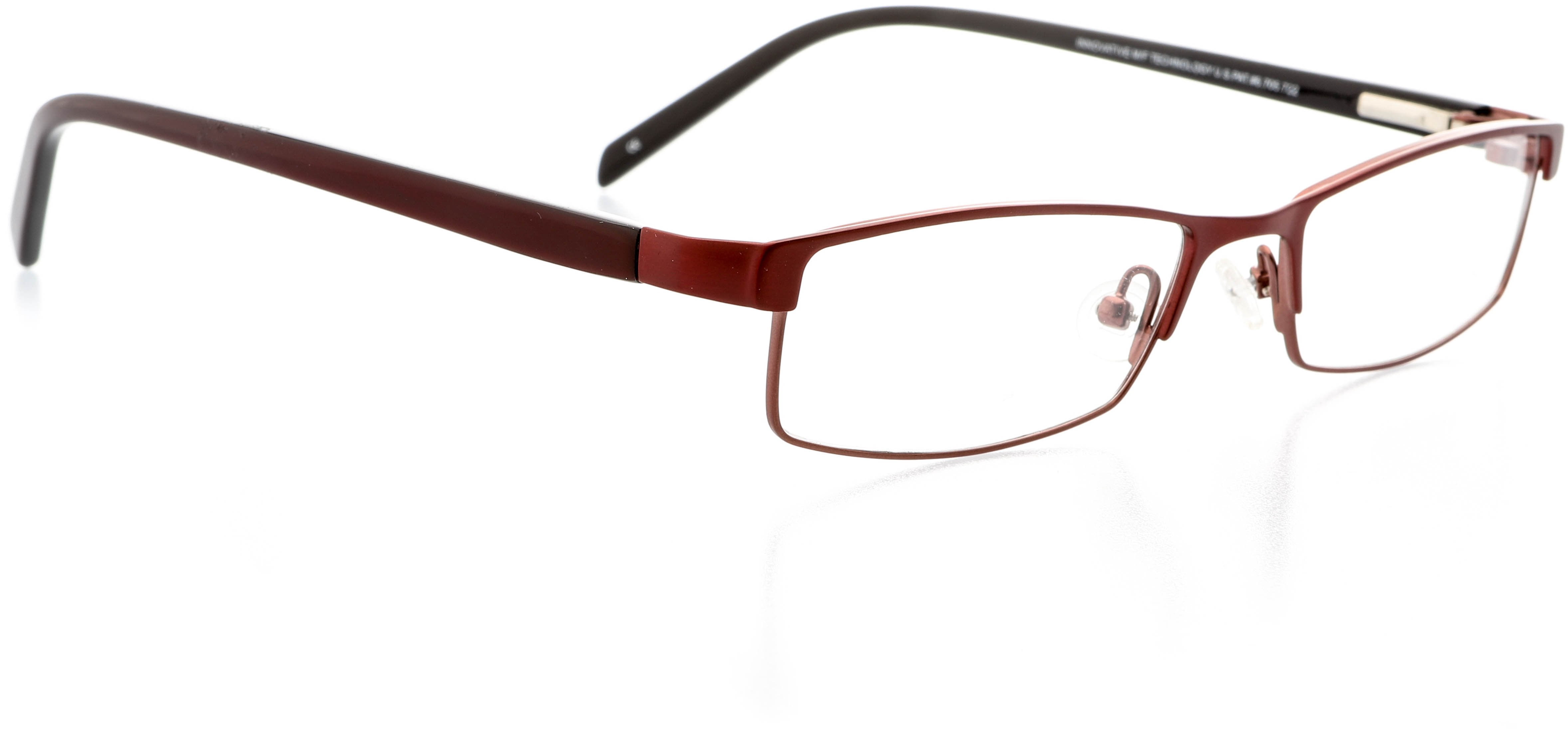 Unisex Optical Eyewear - Rectangle Shape, Metal Full Rim, Rose Dust