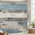 thumbnail image 2 of Stall Barn Door Bathroom Shower Curtain 36W by 72H Inch Wooden Wood Half Small Rustic Farmhouse Camper RV Polyester Fabric 12 Plastic Hooks Waterproof Decor, 2 of 5
