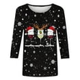 thumbnail image 4 of ZRGHAOYLQ Cute Christmas Wine Glasses Graphic Shirts Womens Christmas 3/4 Sleeve Tops and Blouses 2025 Comfy Crewneck Plus Size Pullover TShirts, 4 of 4