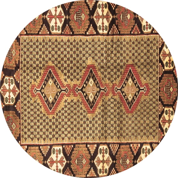 Ahgly Company Indoor Round Persian Brown Traditional Area Rugs, 4' Round