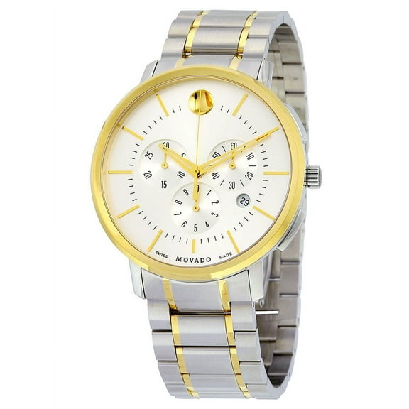 Movado Thin Classic Chronograph Silver Soleil Dial Two-tone Stainless Steel Mens Watch 0606887