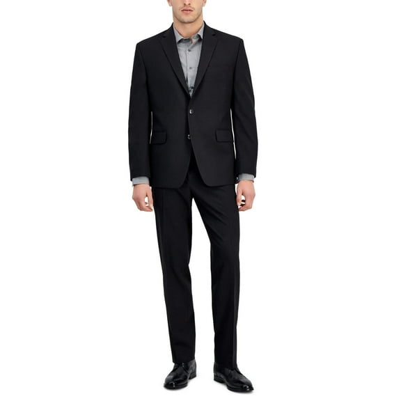 Perry Ellis Portfolio Mens Modern fit 2 Piece Suit 42 R / 35 Waist Black Stretch
