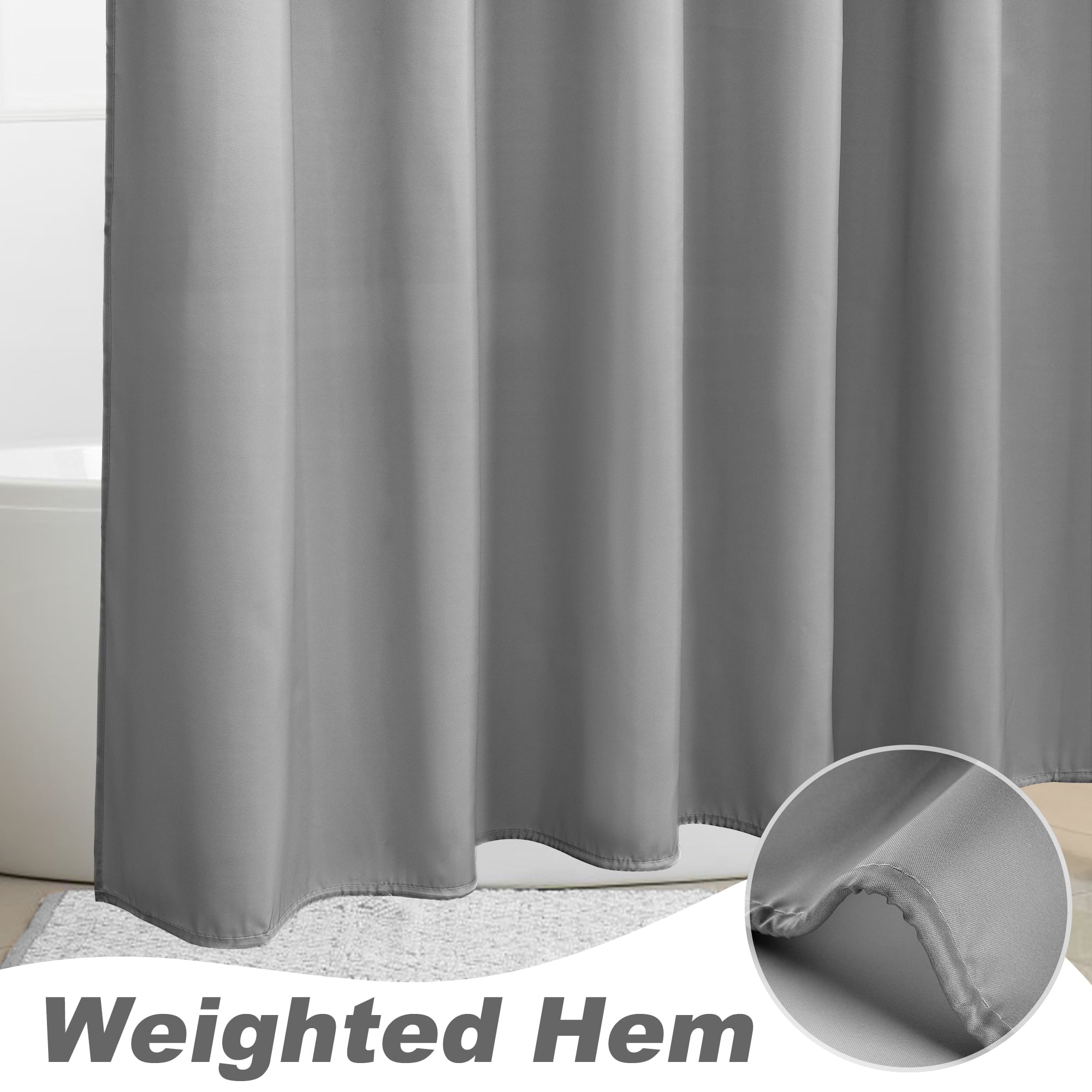 Inosoo Gray Ombre Fabric Shower Curtain, 72 x 78 Inch Long Thick Gray Gradual Cloth Shower curtains for Bathroom, Water Repellent