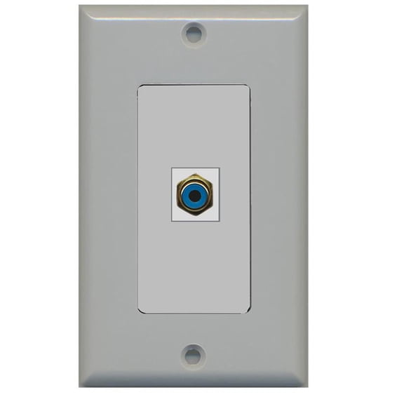 RiteAV - 1 RCA Blue for Subwoofer Audio Port Wall Plate Decorative - Gray