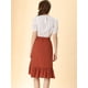thumbnail image 5 of INSPIRE CHIC Falda asimétrica con dobladillo con volantes de color sólido y cintura alta con decoración de botones para mujer Rojo ladrillo XS, 5 of 6