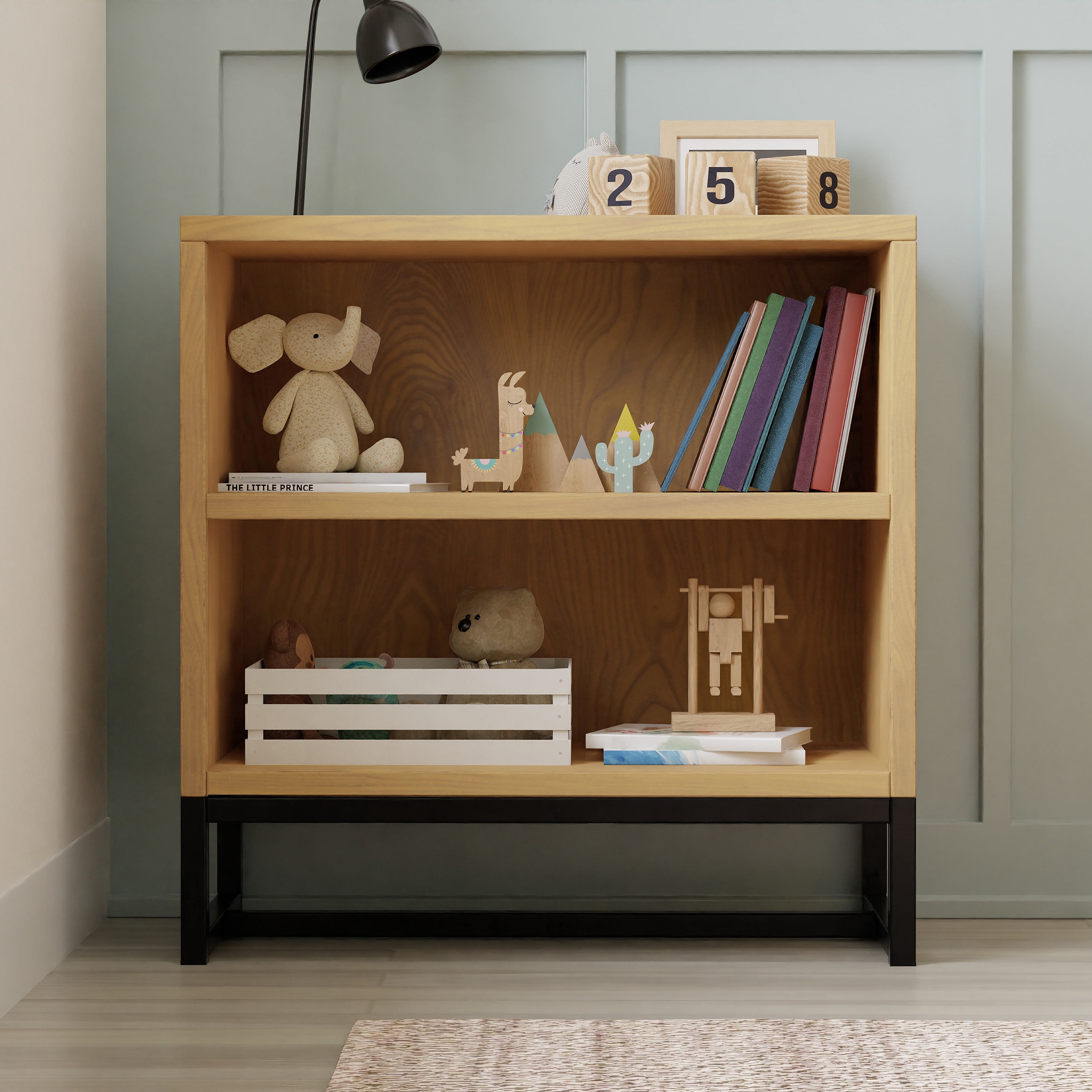 DaVinci Ryder Modern Pine Wood Convertible Changing Table and Cubby Bookcase, Honey