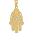 thumbnail image 4 of 14K Yellow Gold Diamond-Cut Filigree Chamseh Pendant (36 X 16) Made In United States c3743, 4 of 6