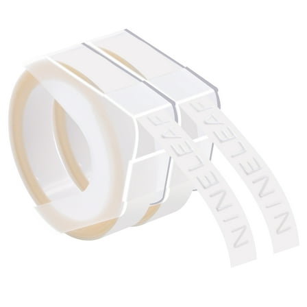 NineLeaf 2 Pack Compatible for Dymo 520101 3D Plastic Embossing Label 3/8'' x 9.8' White on Clear Label Tape