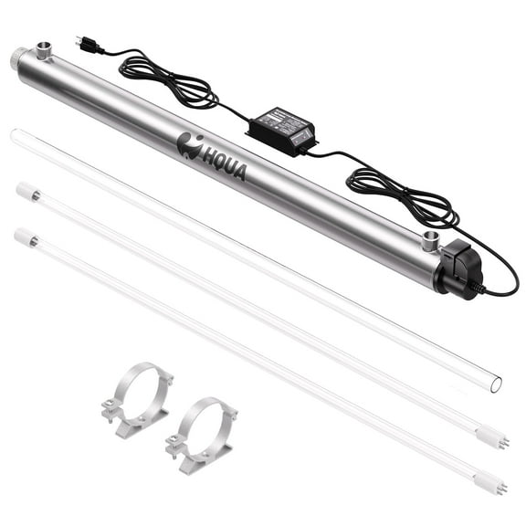 HQUA-OWS-12 Ultraviolet Water Purifier Sterilizer Filter for Wholehouse Water Purification, 12GPM 120V 40W 3/4" inlet/outlet  1 Extra UV Bulb