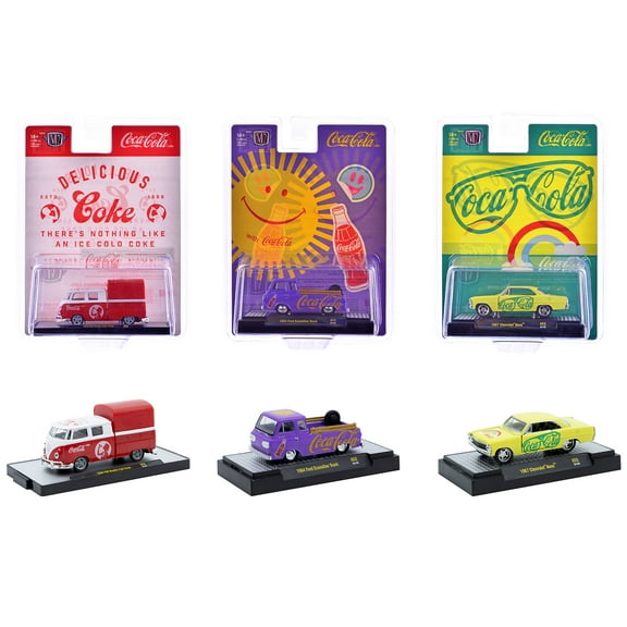 "Coca-Cola" Set of 3 pieces Release 53 Limited Edition to 10000 pieces Worldwide 1/64 Diecast Model Cars by M2 Machines