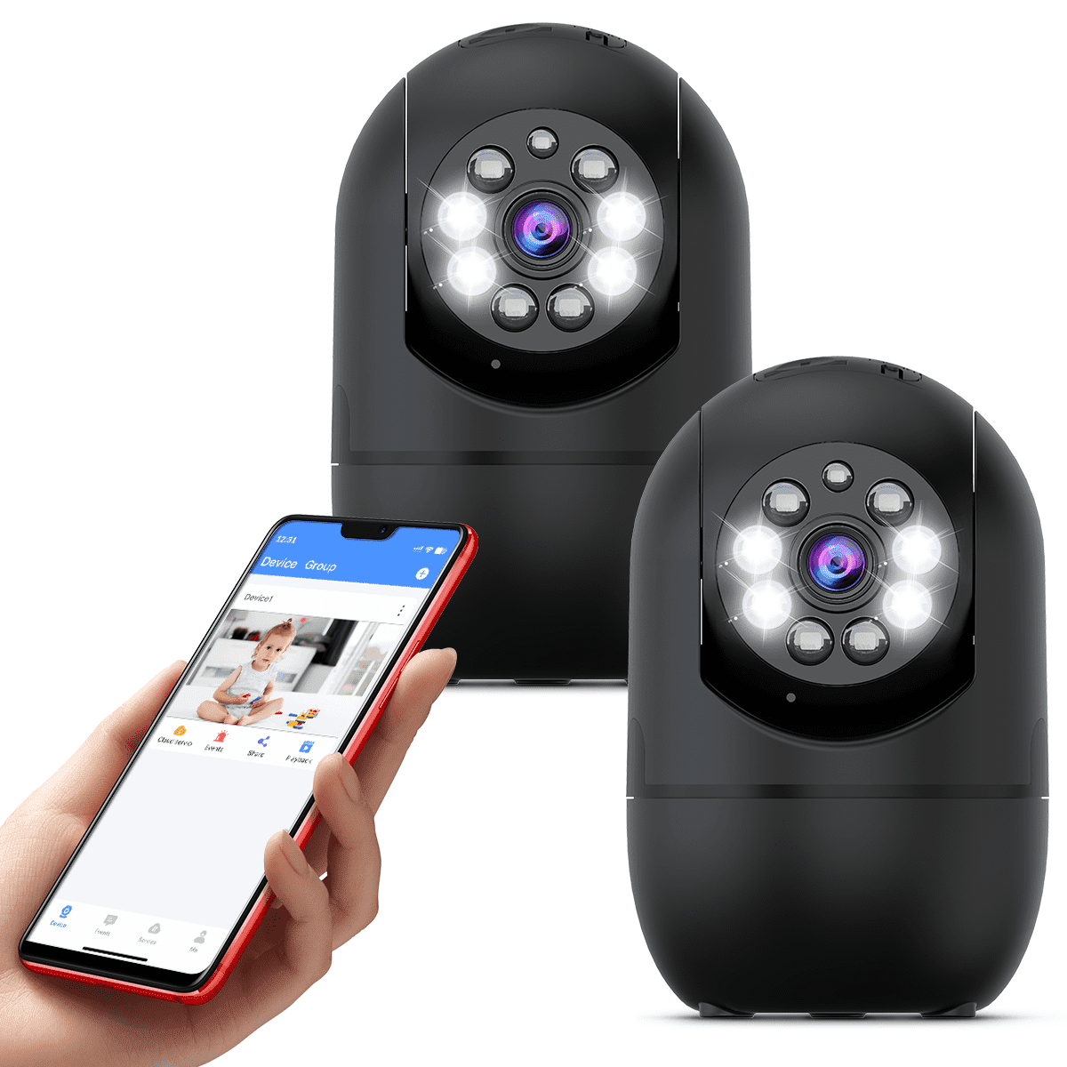 OOSSXX Dual Band Wifi Baby Monitor, 3MP Wireless Security Camera, Indoor Pet Cameras with Phone APP (Black)