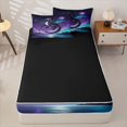 thumbnail image 4 of Metsweet Black Purple Dragon Zipper Twin Comforter Sets with Fitted Sheet and 2 Pillowcases, Gradient Starry Sky Zipper Bedding Set,4-Piece,Black Reversible, 4 of 6