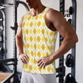 thumbnail image 5 of Gukieu yellow argyle Print Men's Quick Dry Fitness Vest, Round Neck Sleeveless Fitness Bodybuilding Top-3X-Large, 5 of 7