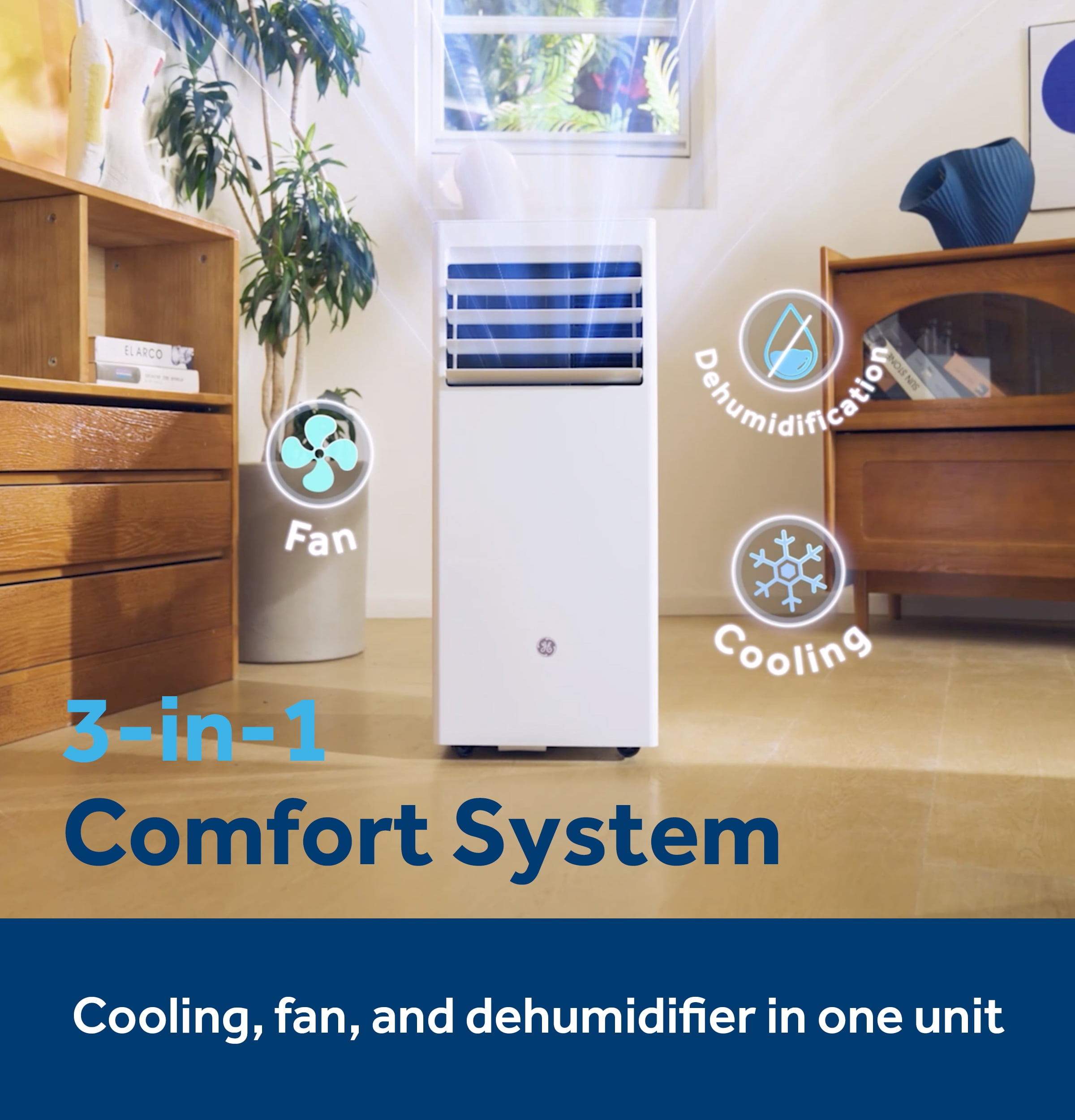 GE® 5,000 BTU DOE SACC Portable Air Conditioner for Small Rooms up to 200 Sq. Ft.