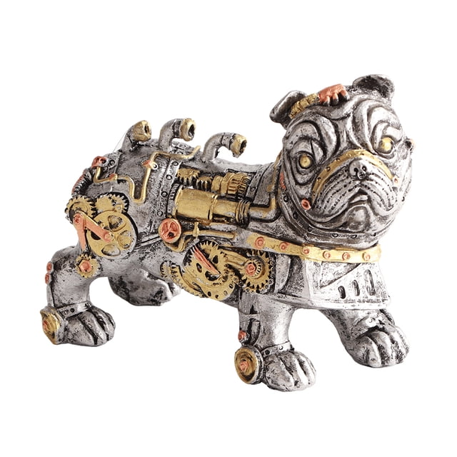 Artesanía mecánica de resina de perro Punk, estatua de resina de perro Bulldog Steampunk, decoración de ventanas de escritorio, adornos para el hogar