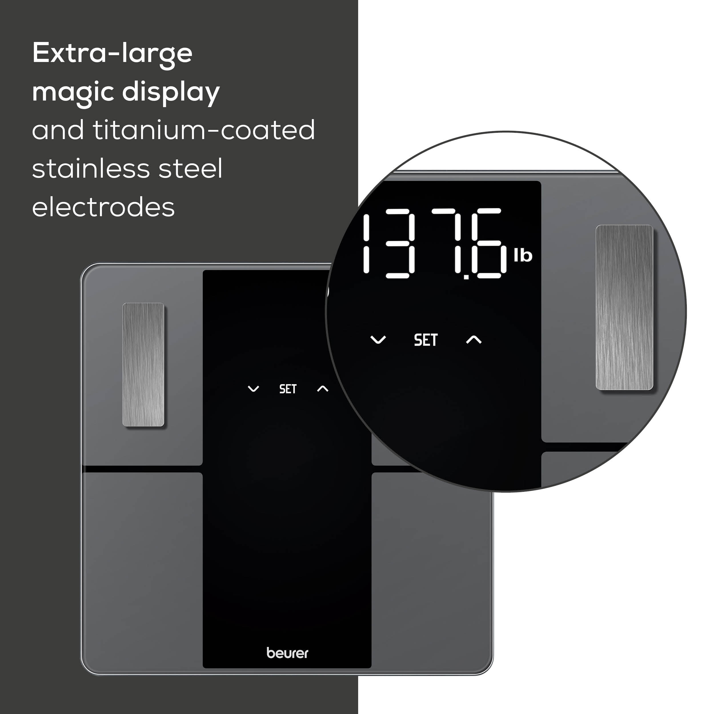 Beurer BF500 Bluetooth Body Weight Scale, Smart Accurate Body Fat Composition Monitor Bathroom Scale