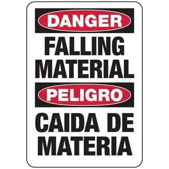 Bilingual Danger Falling Material Construction Signs Safety & Compliance Signs/OSHA & ANSI Compliant Safety Signs/Scaffold, Mine & Construction Site Signs Metal Sign Tin Sign 12x16 Inch