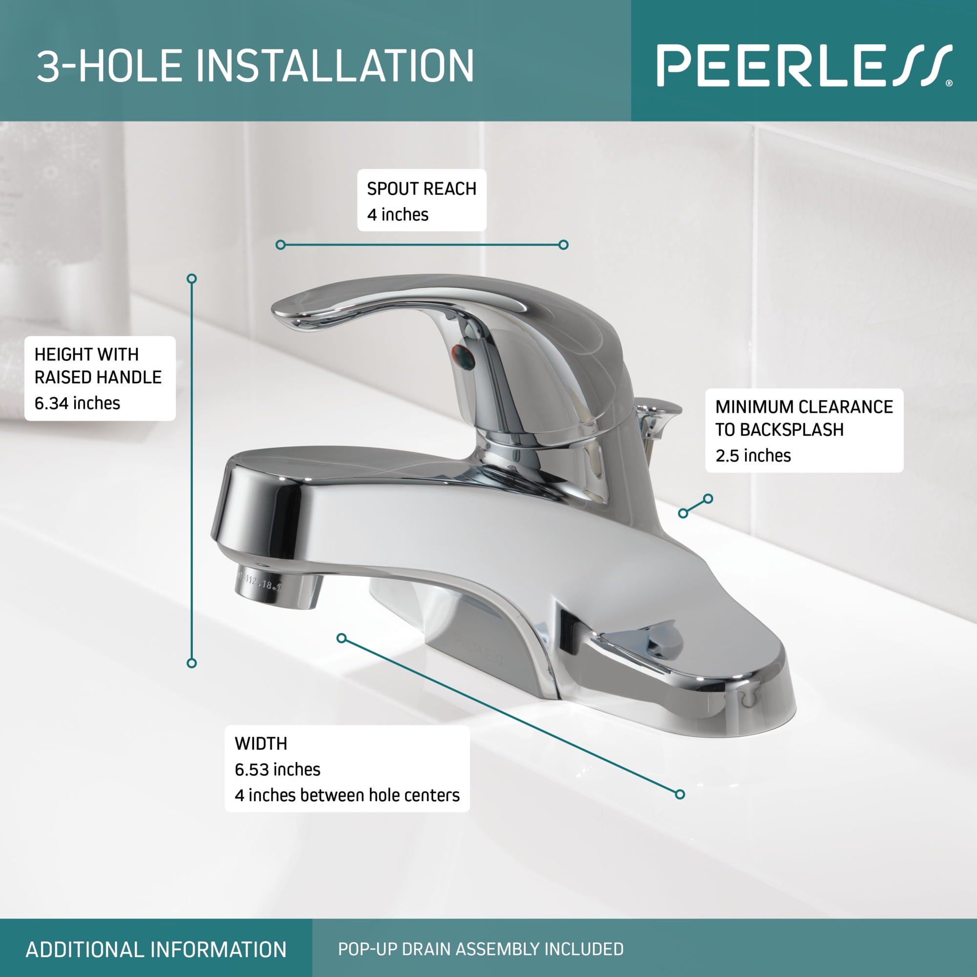 Peerless Single-Handle Bathroom Faucet - P188620LF - Chrome