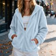 thumbnail image 5 of Enjoytime Fleece Jacket Women Long Sleeve Drawstring Zip Up Hoodies Plus Size Fashion Casual Cozy Warm Fall Winter Coat, 5 of 8