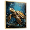 thumbnail image 2 of Designart "Glimmering Turtle In The Deep" Animals Turtle Floater Framed Canvas Prints, 2 of 5