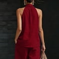 thumbnail image 4 of Cotton Linen Halter Tops for Women Flowy Sleeveless Loose Fitting Tank Top Beach Summer Casual Plain V Neck T Shirts Wine M, 4 of 8