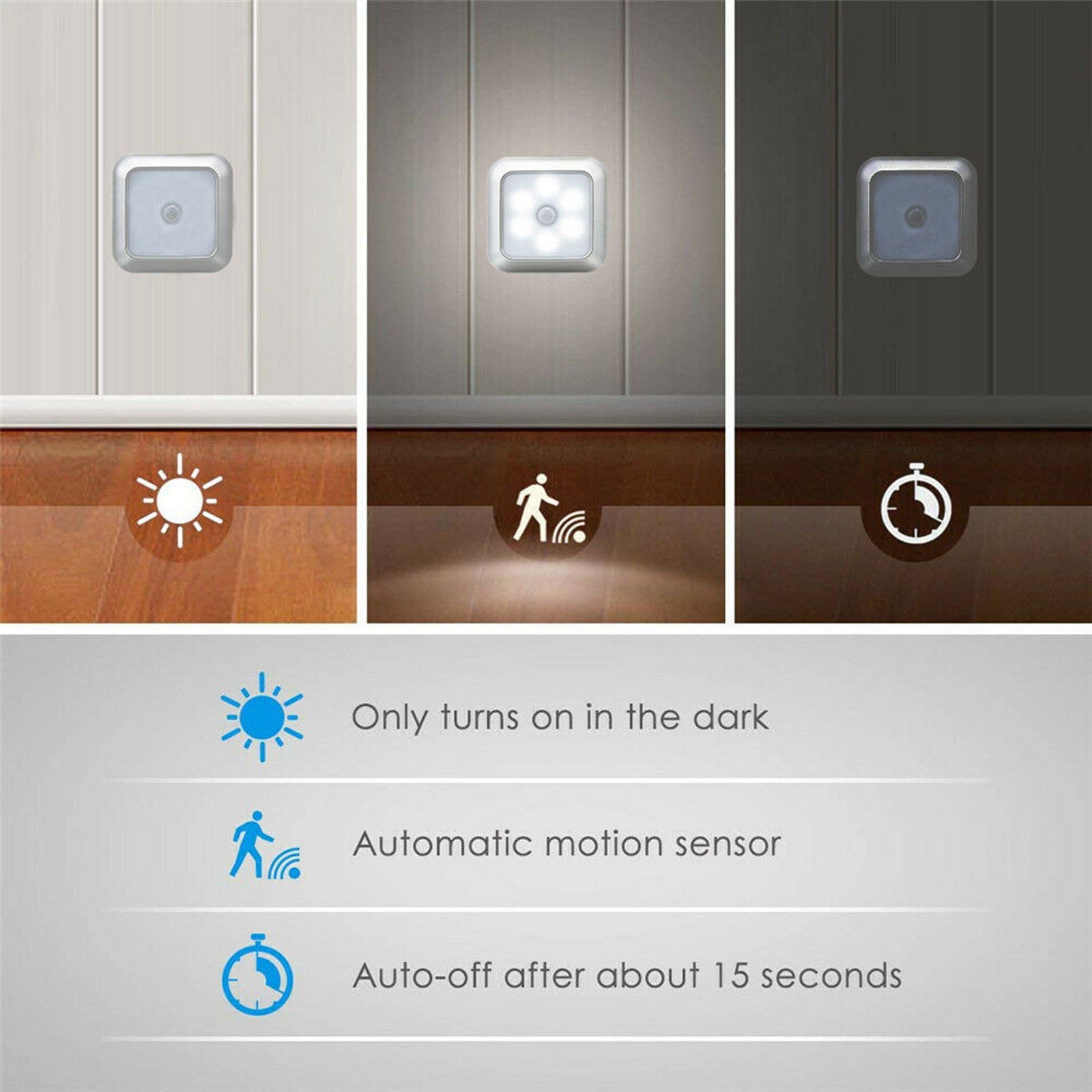 Kepooman 1 PCS Portable Wireless Motion Sensor Light for Bedroom / Hallway / Stairs, Warm Light, Silver
