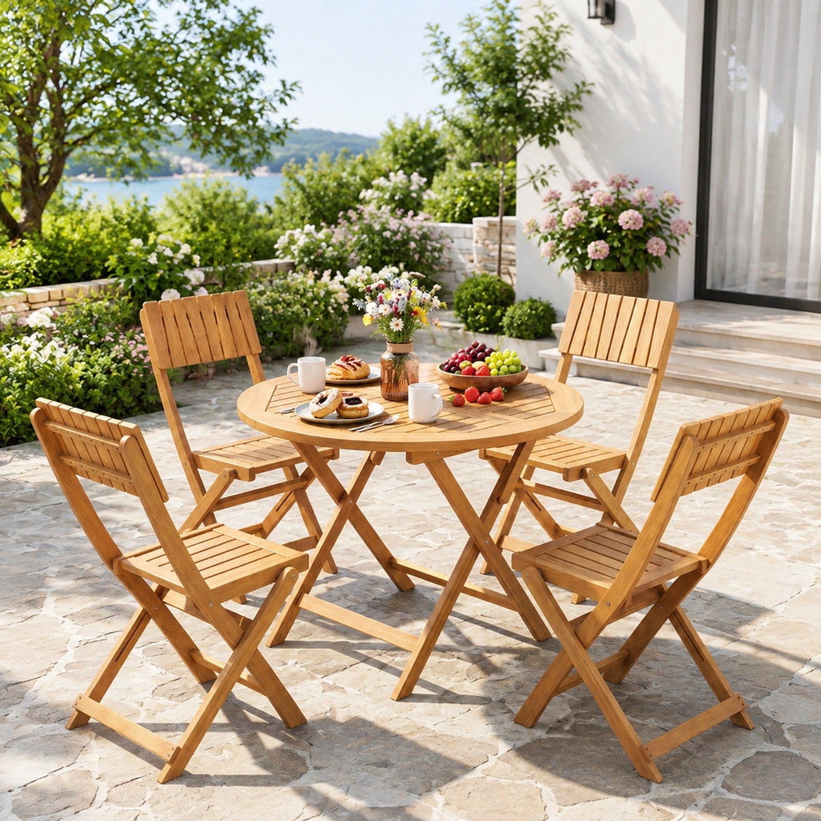 Biotree 2 Pack Folding Chair 34" x 24" for Patio Camping Dining Portable Folding Seat for Outdoor, Brown