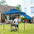 thumbnail image 7 of COBANA Grill Gazebo 8’by 5’Outdoor Patio Backyard BBQ Grill Shelter with Side Awning, Double Tiered Soft Canopy Top with Steel Frame and Bar Counters, Blue, 7 of 7