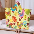 thumbnail image 5 of Yellow Chicken Colorful Rooster Egg Pattern Hooded Bath Towel，60"x35" for Ages 3 To 12 Kids, Quick Dry Lightweight Soft Microfiber Hood Beach Towel Cover Up for Kids, 5 of 7