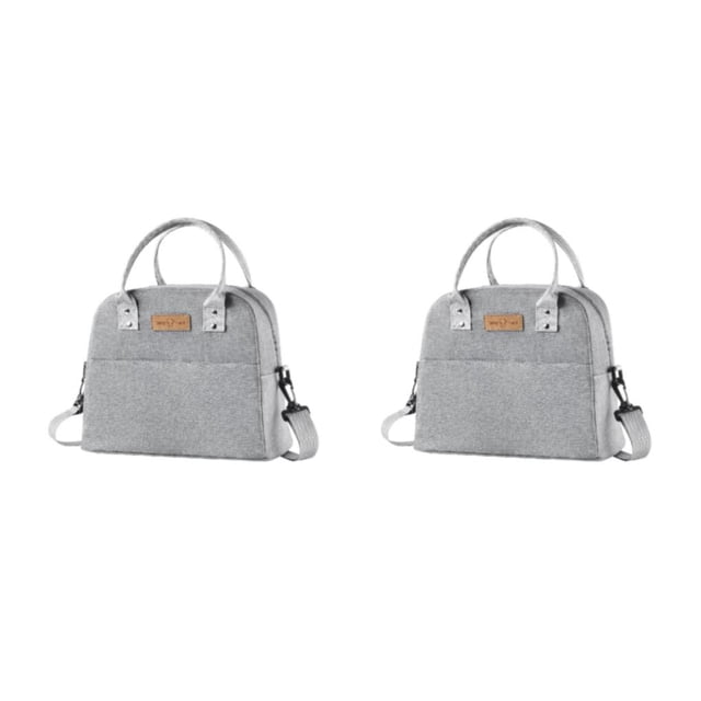 ZheElen Pack Lunch With Confidence Insulated Bento Bag Designed For Large Capacity With Strap+Grey 2Set