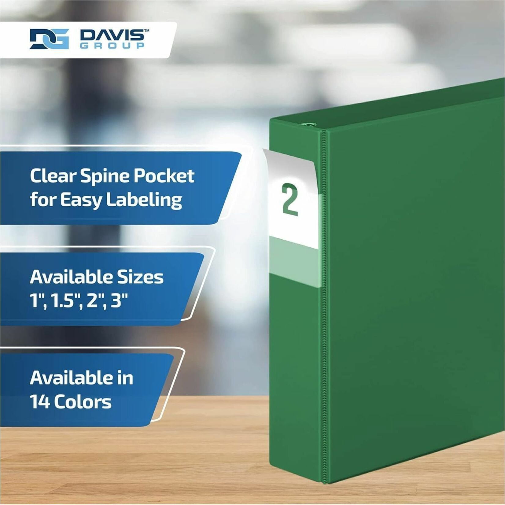 Davis Group Premium Economy, Angle D Ring, Binder, 6 Pack (Green, 2")