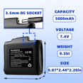 thumbnail image 2 of Batería Kelingdun 7.4V 5000mAh Li-Polímero Paquete de 2 unidades, 2 of 7