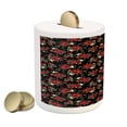 thumbnail image 2 of Abstract Piggy Bank, Shabby Form Garden Farm Flowers Leaves Roses and Violets Design, Ceramic Coin Bank Money Box for Cash Saving, 3.6" X 3.2", Olive Green Black Red, by Ambesonne, 2 of 4