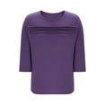 thumbnail image 5 of Hanen Plus Size Women Blouses 3/4 Length Sleeve Tops Crewneck Pleated Casual Tees Shirts, 5 of 8