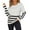 White, variant on Womens Sweater Stripe Print Patchwork Long Sleeve Crew Neck Knitted Loose Fit Pullover Tops