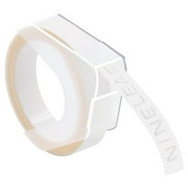 NineLeaf 1 Pack Compatible for Dymo 520101 3D Plastic Embossing Label 3/8'' x 9.8' White on Clear Label Tape