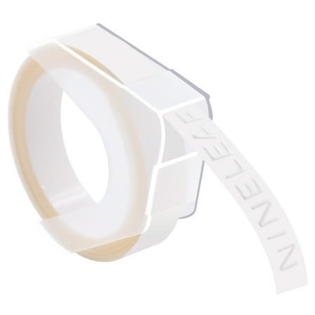 NineLeaf 1 Pack Compatible for Dymo 520101 3D Plastic Embossing Label 3/8'' x 9.8' White on Clear Label Tape