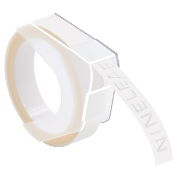 NineLeaf 1 Pack Compatible for Dymo 520101 3D Plastic Embossing Label 3/8'' x 9.8' White on Clear Label Tape