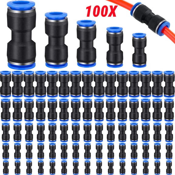 100 Pieces Air Hose Fittings Air Line Fittings Straight Push to link 4 6 8 10 12 mm Quick Release Pneumatic Connectors Plastic Straight Tube Connector Push to Connect Fittings