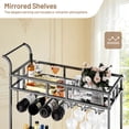 thumbnail image 3 of Garvee 2 Tier Rolling Wine Bar Cart for Home with Mirrored Shelves, Wine Racks, Glass Holder, Compact Design, and Ideal for Dining Room Living Room Party, 3 of 7