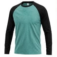 thumbnail image 4 of ZACPNCV Men Raglan Long Sleeve T-Shirts Crew Neck Color Block Contrast Slim Fit Casual Basic Tee Shirts Mens Soft Sports Pullover Tops Green, 4 of 5