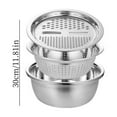 thumbnail image 4 of Large Stainless Steel Washing Bowl Set, 11.8 Inch 3 in 1 Colander Grater, 1 Count, Metal Vegetable Slicer Drain Basket, Salad Fruit Washer Gadget, Family Dinner Prep, Heavy Duty Kitchenware Tool, 4 of 9
