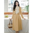 thumbnail image 4 of Traje de dos piezas de primavera y otoño para mujer, nueva ropa elegante de estilo socialité, abrigo de color amarillo crema de alta calidad, falda, 4 of 5